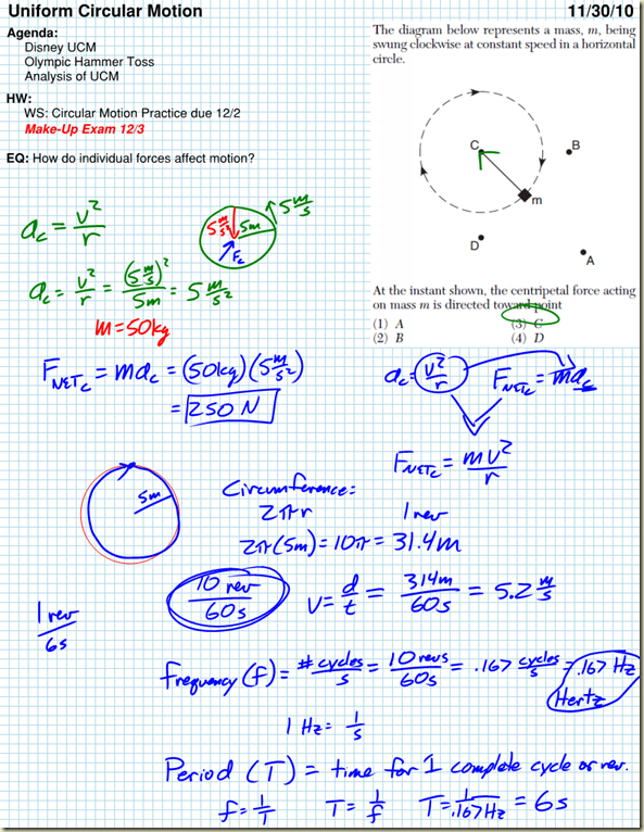 Analysis of Uniform Circular Motion Regents Physics